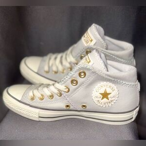 Converse Light Gray High-Tops with Gold Details